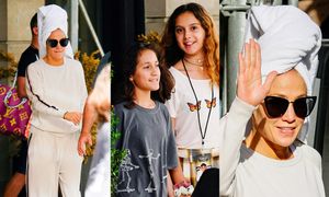 Jennifer Lopez W RĘCZNIKU NA GŁOWIE opuszcza hotel z córką i pasierbicą (ZDJĘCIA)