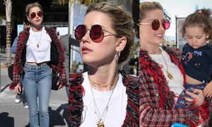 Amber Heard obłapuje wyraźnie niezadowolone dziecko, przybywając na festiwal w Cannes