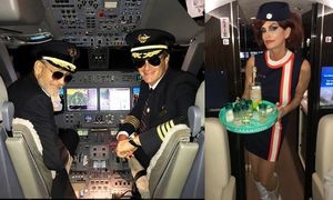 George Clooney i Cindy Crawford przebrali się na Halloween za... pilota i stewardessę!