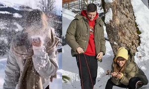 Ferie Lewandowskich w Austrii: pocałunki, sanki i dużo śniegu (FOTO)