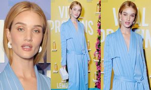 Zaspana Rosie Huntington-Whiteley świętuje premierę "wody kolagenowej"