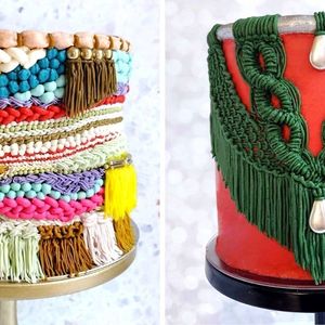 23 barwne torty, które wyglądają jakby zostały zrobione na drutach lub szydełku. Przypominają ciepłe sweterki