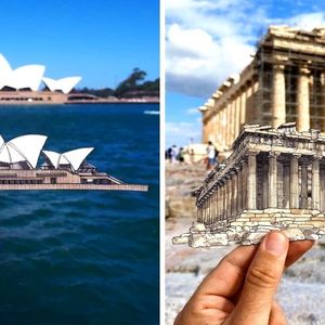 23 rysunkowe repliki zabytkowych obiektów z całego świata. Tworzy je na wakacjach australijski ilustrator