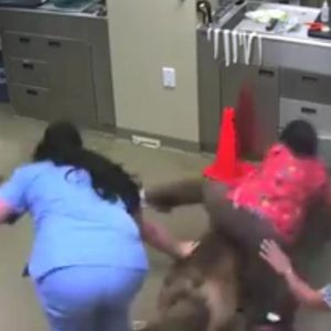 Trzech weterynarzy próbowało okiełznać tego 60-kilogramowego psa. Walczyli z nim dłuższą chwilę…