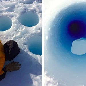 Dziwne wideo naukowców wrzucających kawałki lodu do głębokiej dziury kompletnie cię zahipnotyzuje