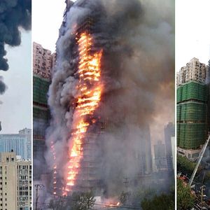 Nagranie płonącego 218-metrowego wieżowca w Chinach robi piorunujące wrażenie