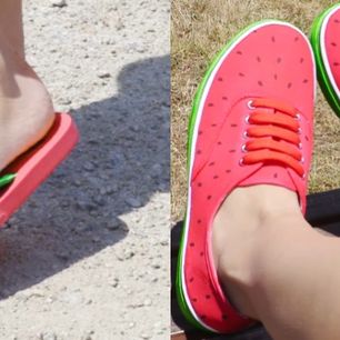 Arbuzowe trampki i japonki - DIY