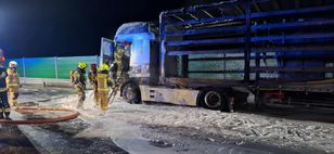 Pożar ciężarówki na trasie S17 w Trojanowie