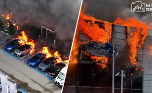 Fire destroys car workshop and showroom in Warsaw's Targówek — dozens of vehicles burnt out