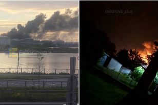 Atak dronów na Petersburg. Eksplozje i chmura dymu nad miastem