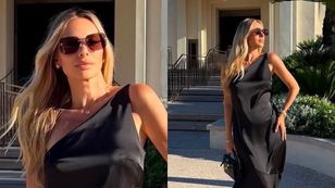 Ciężarna Izabela Janachowska w eleganckiej satynowej sukni