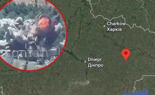 Ukraiński Su-27 bombarduje rosyjskie pozycje pod Konstantynówką