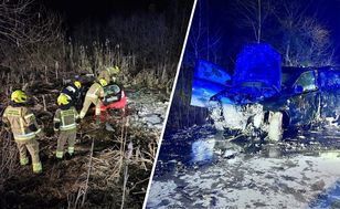 Skończył jazdę w bagnie. W środku została jego partnerka