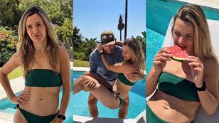Odziana w bikini Joanna Koroniewska pałaszuje arbuza nad basenem swojej hiszpańskiej willi. Taka to pożyje? (FOTO)