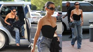 Kim Kardashian z odsłoniętymi ramionami i dekoltem zamierza na mecz syna. Mama idealna? (ZDJĘCIA)