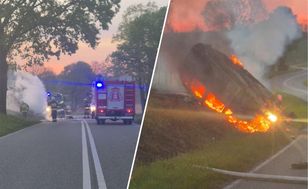 Chwile grozy na drodze. Samochód stanął w ogniu
