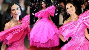 Demi Moore bryluje w Cannes w różowej sukni z kokardą. Zjawiskowa? (ZDJĘCIA)