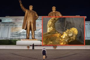 Złoty posąg Trumpa. Skojarzył się z pomnikami w Korei Północnej