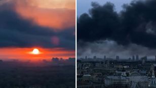 Kłęby dymu nad Kijowem. Oto skutki nocnego ataku Putina