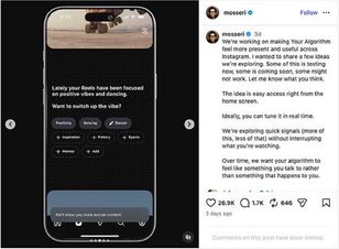 Instagram testuje nowe opcje w ramach "Your Algorithm"