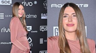 Aleksandra Grysz eksponuje CIĄŻOWE KRĄGŁOŚCI na ściance (ZDJĘCIA)