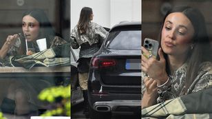 Izabella Krzan zadbała o nienaganny makijaż w knajpie, po czym pomaszerowała do mercedesa za prawie 200 tysięcy złotych (ZDJĘCIA)