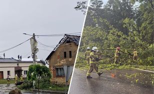 Uszkodzone budynki w Balcarzowicach. Skutki nawałnicy