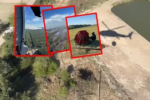 Policyjny Black Hawk w akcji gaśniczej. Są ujęcia ze śmigłowca