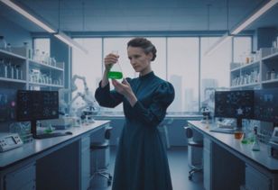 Ożywiona Maria Skłodowska-Curie w kampanii Ministerstwa Energii