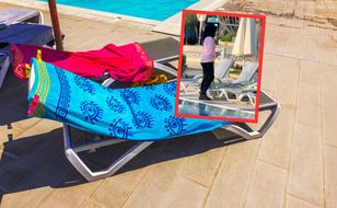 Turkish hotel staff remove towels left overnight to reserve sunbeds