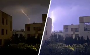 Supercell storm over Warsaw as violent thunderstorms sweep across Poland