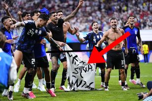 Argentina players display Falklands banner after reaching 2026 World Cup final