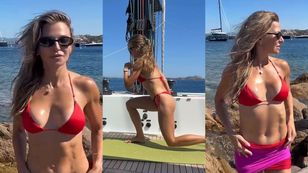Anna Lewandowska Works Out in Bikini on Yacht Before Move to the US