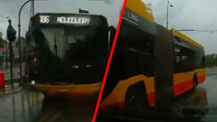 Scena z karambolu w Warszawie. Świadek nagrał rozpędzony autobus