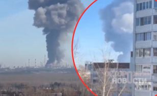 Ogromna fabryka w Rosji trafiona. Gigantyczny słup dymu