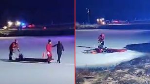 Skandaliczne zachowanie 29-latka. Wbiegł na zamarznięty zbiornik