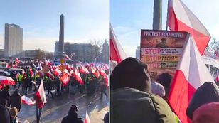 Protest rolników w Warszawie. Nagranie z Placu Defilad