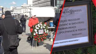 Przynieśli wieniec pod pomnik smoleński. Napis wzbudza kontrowersje