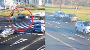 Pod prąd na rondzie. Kierowca trafił wprost na radiowóz