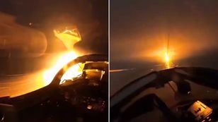 Rzadkie nagranie z Ukrainy. Moment zestrzelenia drona przez MiG-29