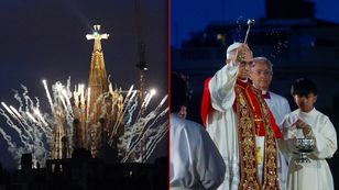 Fajerwerki i rozświetlona świątynia. Tak przyjęli papieża w Barcelonie