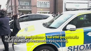 Podpalenie karetek koło synagogi w Wielkiej Brytanii. Wideo