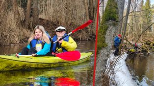 Kajakarze pożegnali zimę na rzece Piławie