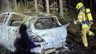 DW 179. Auto stanęło w ogniu. Szybka akcja strażaków