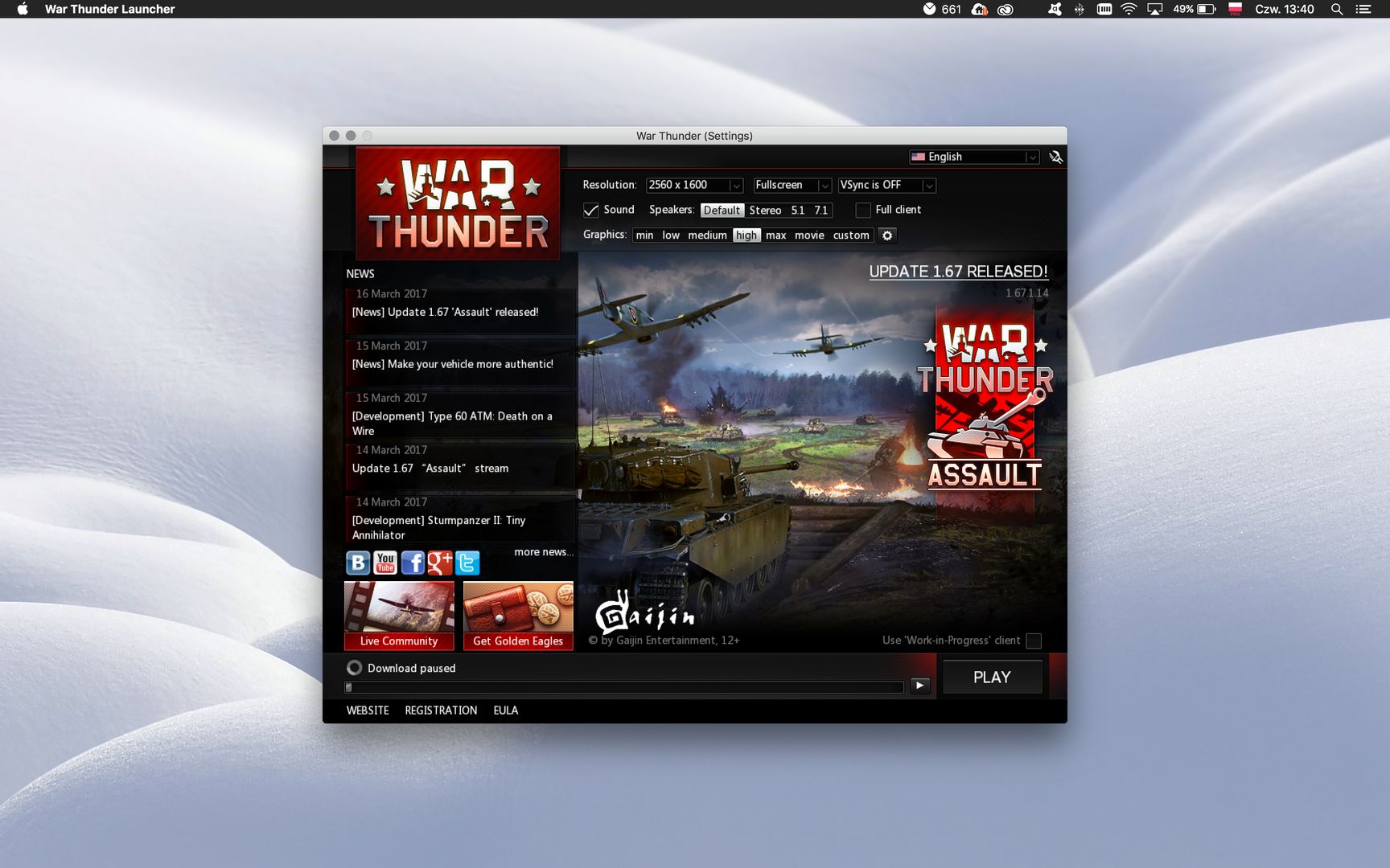 War thunder mac os вылетает