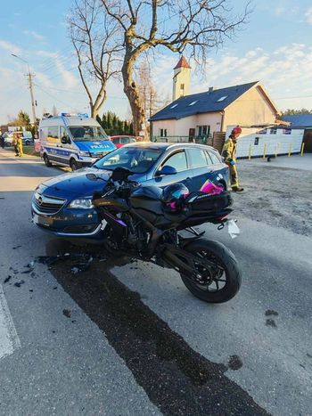 41-letnia kierująca motocyklem w szpitalu. Kolizja w Maszewie Dużym.
