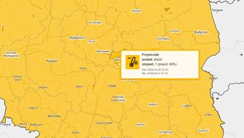 Ostrzeżenie meteorologiczne: przymrozki (stopień 1) i nawet -6°C przy gruncie