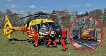 Wypadek na DW 181. Rowerzysta trafił do szpitala