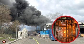 Poważny pożar sortowni w Chojnicy: Trwa walka z ogniem na składowisku odpadów