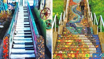 15 schodów z całego Świata, które oszałamiają swoimi kolorami. Piękna sztuka ulicy na stopniach